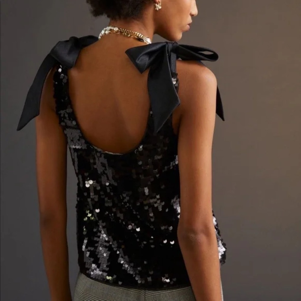 Anthropologie Black Sequin Blouse - Picture 6 of 6